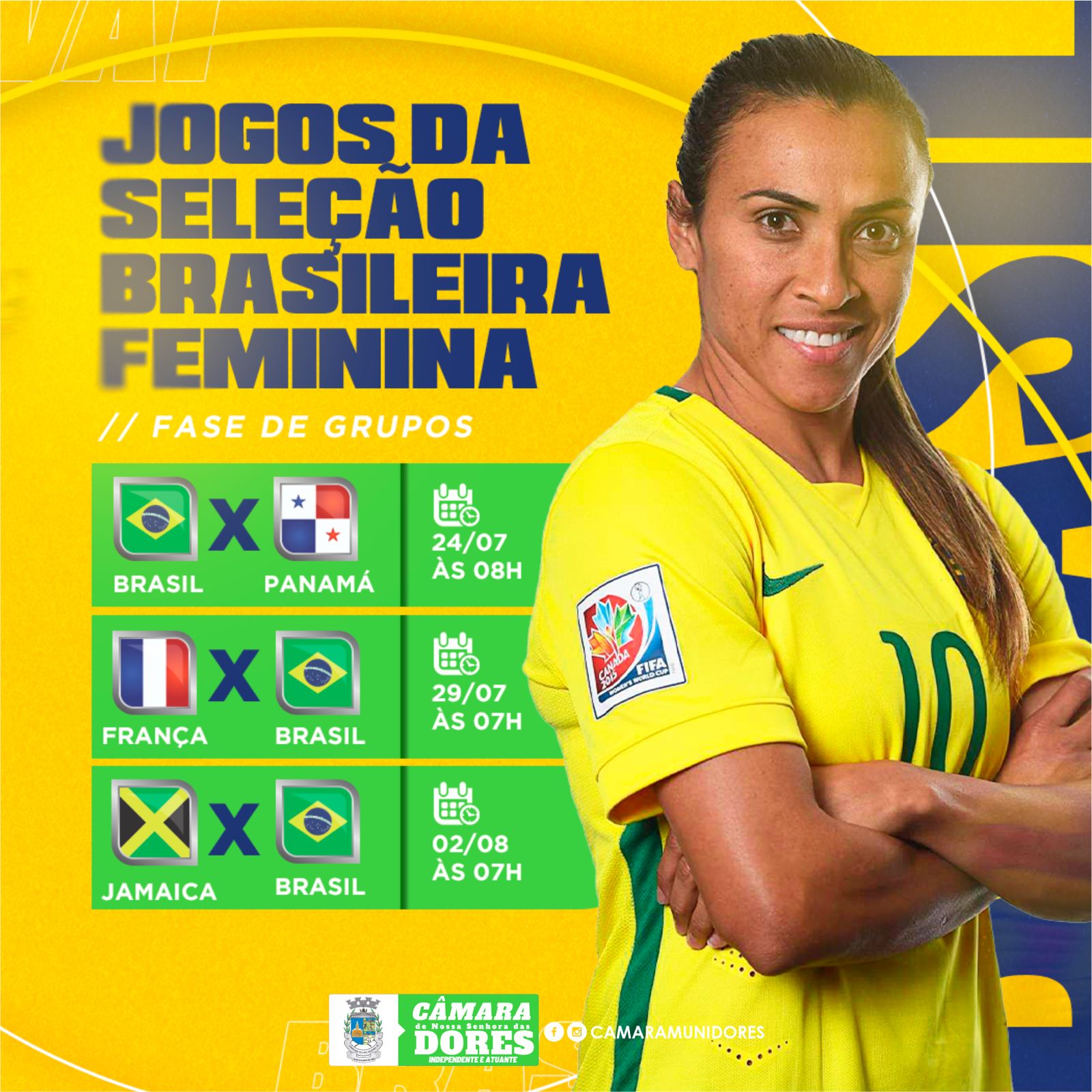 Notícias - Câmara exibirá jogos da Seleção Brasileira na Copa do Mundo  Feminina - Câmara Municipal de Juiz de Fora